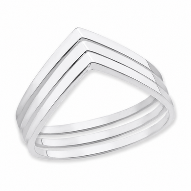 .925 Sterling Silver Stackable V-Shape Chevron Ring