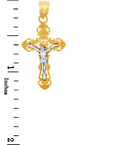 Two Tone Gold Crucifix Pendant - The Radiance Crucifix
