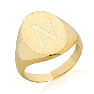 Gold Engravable Oval Signet Ring (Available in Yellow/Rose/White Gold)