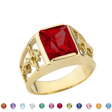 10K Yellow Gold Custom Birthstone Cross Ring