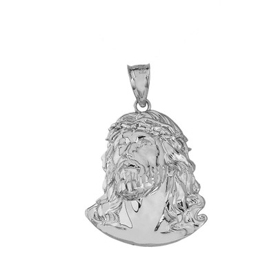 .925 Sterling Silver Cubic Zirconia Jesus Christ Face Pendant