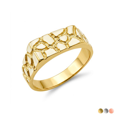 10K/14K Gold Nugget Ring - Men's Pinky Ring (Available in Yellow/ Rose/ White Gold)
