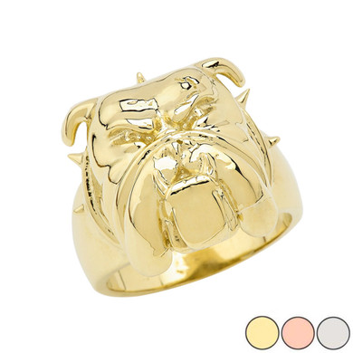 Angry Bulldog Face Ring in Gold (Yellow/Rose/White)