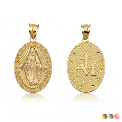 Gold Virgin Mary Necklace - Miraculous Medal (Available in Yellow Gold, Rose Gold, White Gold)