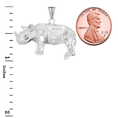 Rhino Pendant Necklace In Sterling Silver