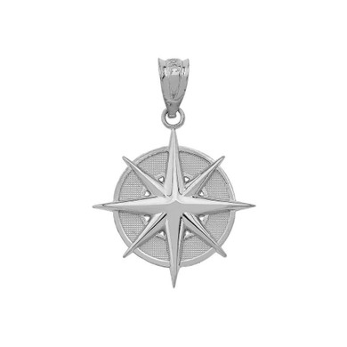 Sterling Silver Compass Pendant Necklace