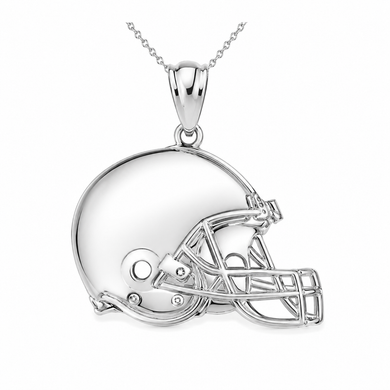 Sterling Silver Football Helmet Pendant Necklace