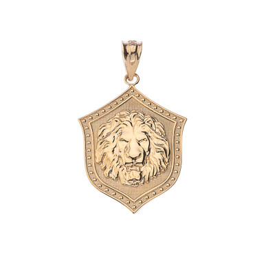 Lion Shield Pendant Necklace in Gold(Available In Yellow/Rose/White Gold)