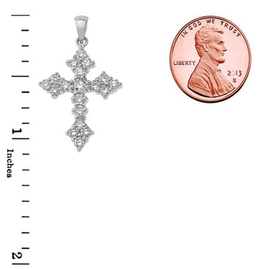 Diamond Cross Pendant Necklace in Sterling Silver