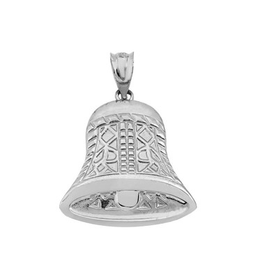 .925 Sterling Silver Antique Bell Pendant Necklace