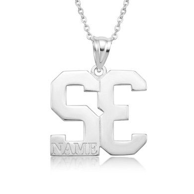 .925 Sterling Silver Personalized Jersey Name & Number Engravable Pendant Necklace