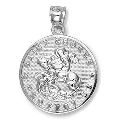 Sterling Silver Saint George Coin Pendant