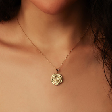 10K/14K Gold Rose Flower Necklace (Available in Yellow Gold, Rose Gold, White Gold)