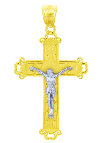 Two- Tone Gold Crucifix Pendant - The Christ Crucifix