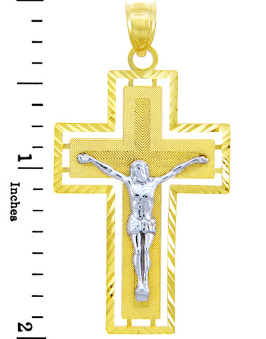 Two Tone Gold Crucifix Pendant - The Miraculous Crucifix