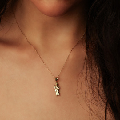 10K/14K Gold San Judas Pendant Necklace (1.3")