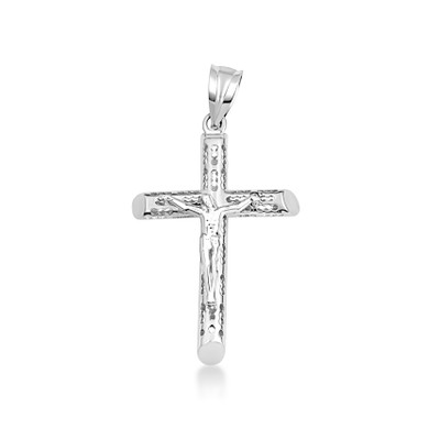 .925 Sterling Silver Hollow Open Cut Design Cross Crucifix Pendant