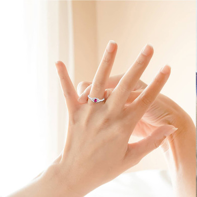 .925 Sterling Silver Personalized Birthstone Double Heart CZ Love Ring