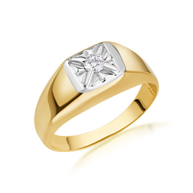 Gold Men's Pinky Ring with Cubic Zirconia