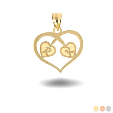 Gold Engravable Letter "A-Z" Initial Heart Pendant