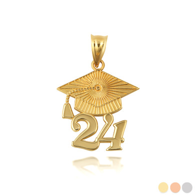 Gold Class of 2024 to 2027 Graduation Cap Pendant
