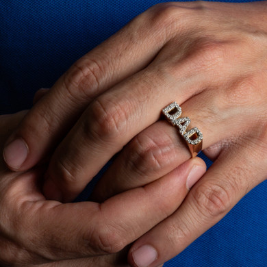 Yellow Gold Cubic Zirconia Dad Ring on male model