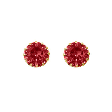 14K Yellow Gold Garnet Gemstone Statement Stud Earrings