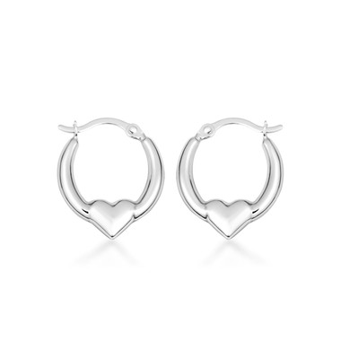14K White Gold Heart Hoop Earrings (Available in White and Yellow Gold)