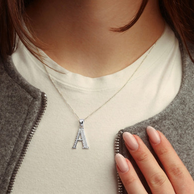 925 Sterling Silver Custom Initial Necklace (Available in Size Small/Medium/Large)