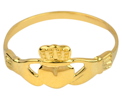 Gold Ladies Claddagh Ring.  Available in 14k and 10k.