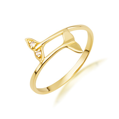 10K/14K Yellow Gold Diamond Whale Tail Wrap Ring