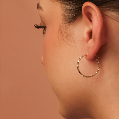 10K Yellow Gold Twisted Hoop Earrings