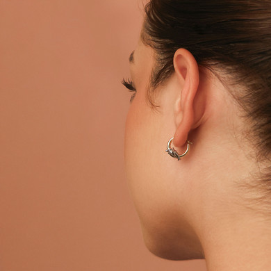 10K Two-Tone Gold Dolphin Hoop Earrings
