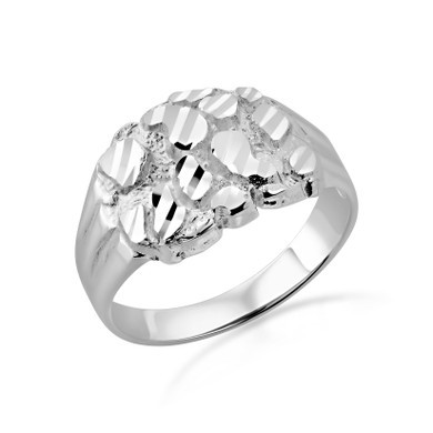 Silver Men's 13mm Nugget Ring