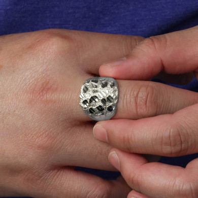 Silver Men's 19.5mm Nugget Ring