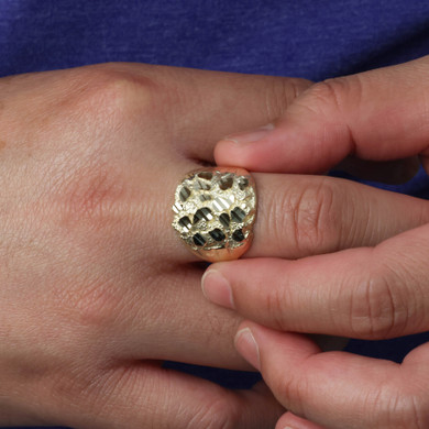 10K/14K Gold Men's 19.5mm Nugget Ring
