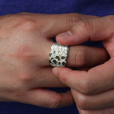 Silver Men's 17.5mm Nugget Ring