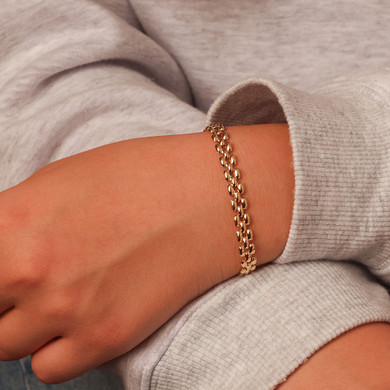 14K Gold Double Panther Link Chain Bracelet
