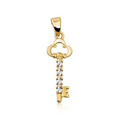 Two-Tone Gold Diamond Cut Key Necklace