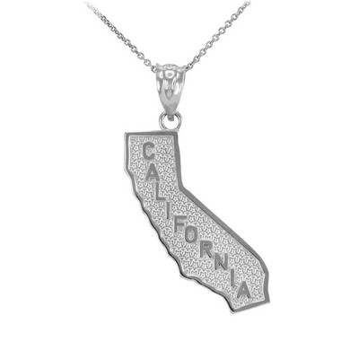 Sterling Silver California State Map Pendant Necklace