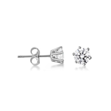 Silver 4.5mm Cubic Zirconia Stud Earrings 