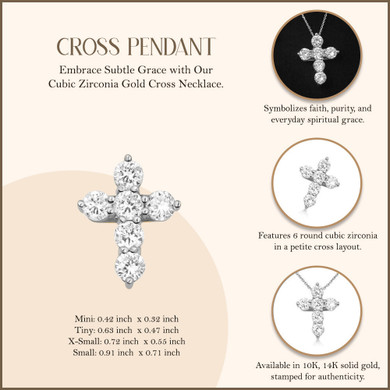 Silver Dainty Cross Necklace with Cubic Zirconia (Available in X-Small & Small)