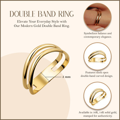 10K/14K Yellow Gold Modern Double Band