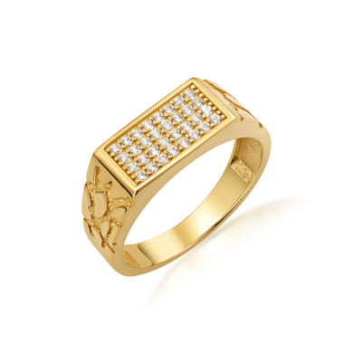 10K/14K Mens Yellow Gold Bar Nugget Ring