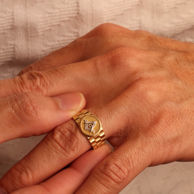 10K/14K Mens Yellow Gold Freemasons Signet Ring