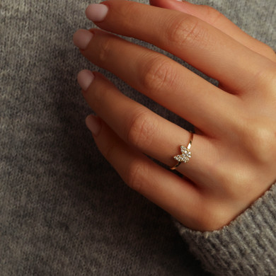 10K/14K Yellow Gold CZ Butterfly Ring