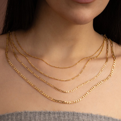 14k Yellow Gold Hollow Figaro Chain 