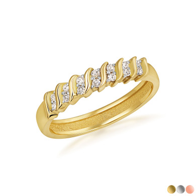 10K/14K Gold Lab Grown Diamond Ribbed Band Ring