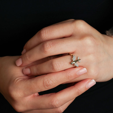 10K/14K Solid Gold Lab Grown Diamond Aviator Airplane Ring