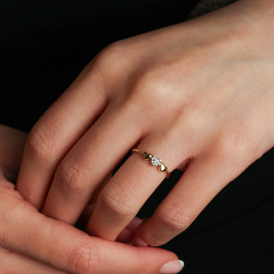 10K/14K Solid Gold Lab Grown Diamond Triple Heart Band